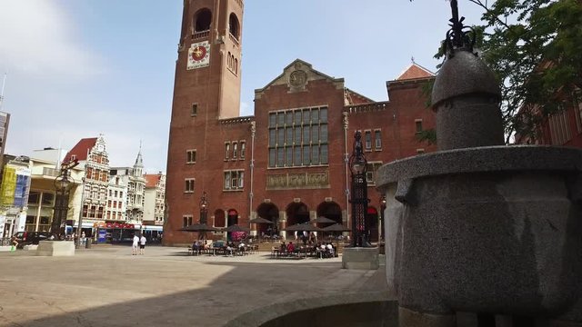 The old stock exchange building, Beurs of Berlage, nearby the Dam in Amsterdam