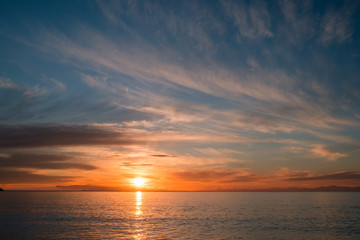 Beautiful sunrise and dusk scene over the sea in the morning.