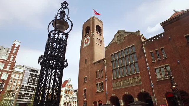 The old stock exchange building, Beurs of Berlage, nearby the Dam in Amsterdam
