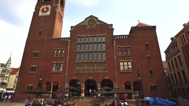 The old stock exchange building, Beurs of Berlage, nearby the Dam in Amsterdam