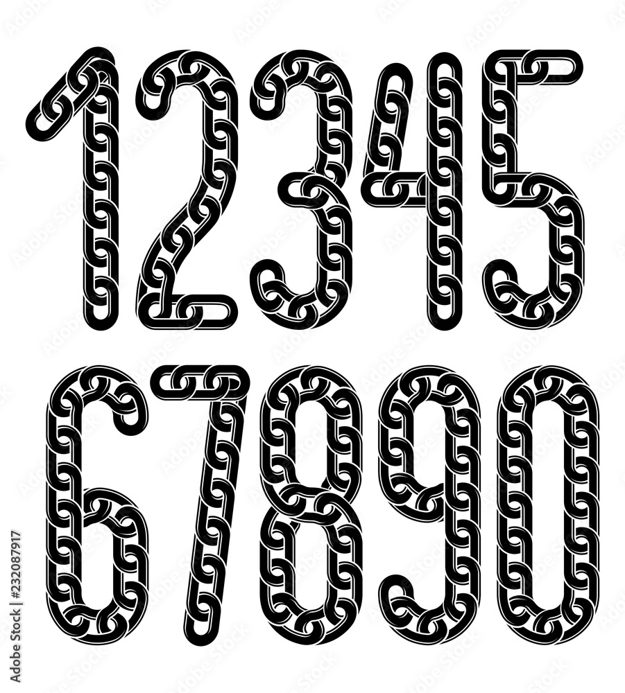 Poster set of vector numerals from 0 to 9. elegant numbers for use as poster design elements. made with iro