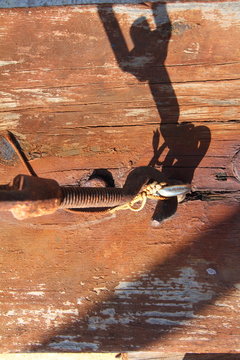 rusty hook on boat