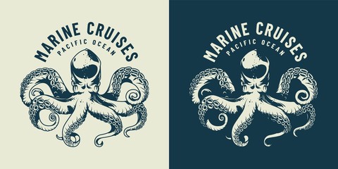 Monochrome sea life emblem © DGIM studio