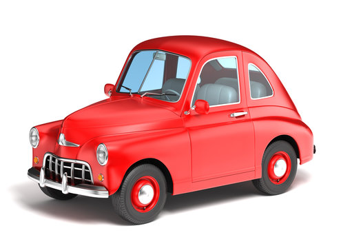 Red cartoon car on white background