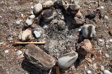 the bonfire site of the rocks