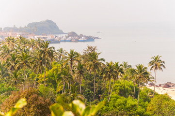 Fototapeta na wymiar Small Indian sea port through the jungles