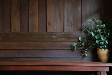 Japanese wooden cafe with chair bar and table