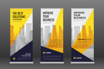 Construction roll up banner design templates set
