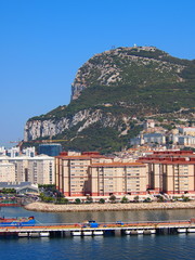 The Rock of Gibraltar.	View from the sea.