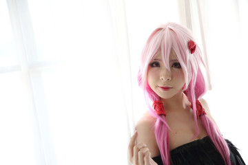 Portrait of Japan anime cosplay girl in white tone