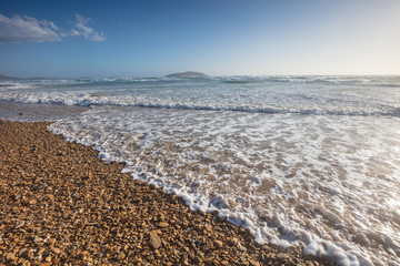 Waves breaking on Cotters beach in Wilson's promontory national park, Victoria, Australia