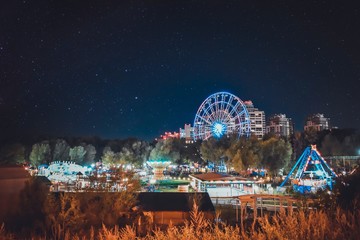 amusement park at night