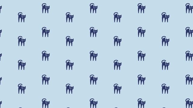 Dise&ntilde;o de ilustraci&oacute;n de patr&oacute;n en movimiento de gatos enfadados, estresados azules sobre fondo azul