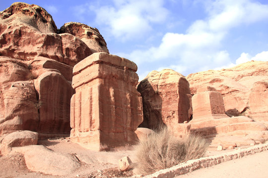 Djinn blocks in Petra (Red Rose City), Jordan