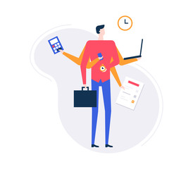 Multitasking concept - modern flat design style illustration