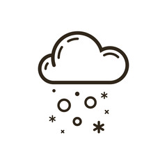 black and white simple vector line art icon of snow cloud