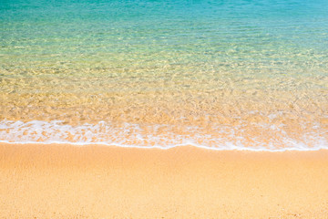 Background, Wave foam and blue ocean on the beach.