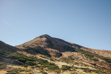 Scenic view of mountain under blue sky, Carpathians, Ukraine