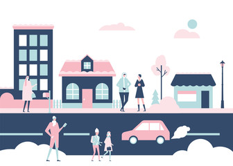 Obraz na płótnie Canvas Winter city - flat design style colorful illustration
