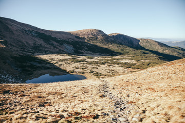 Scenic Nesamovyte lake in Carpathian mountains, Ukraine