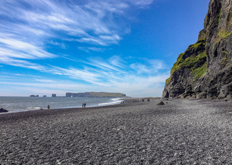 Reynisfjara world-famous black-sand beach on the South Coast of Iceland, Europe