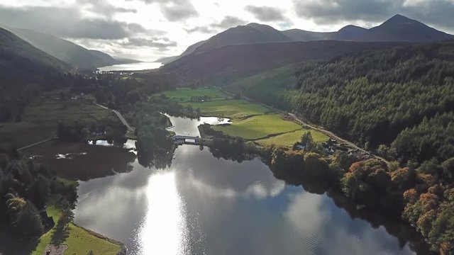 Flying through the Great Glen above Loch Oich in the scottish highlands - United Kingdom