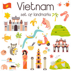 Vietnam Landmarks set Architecture Famous Place