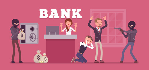Bank robbery by masked criminals