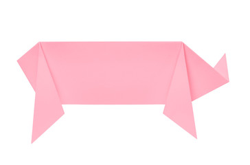 Origami of a pig isolated on white background
