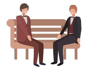 businessmen sitting in park chair avatar character