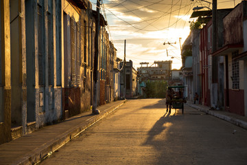 Street view of the colonial town of Santa Clara, Cuba