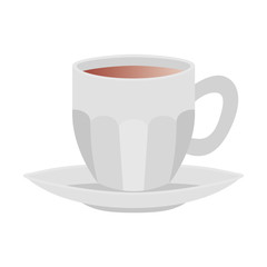 cup of coffee with plate isolated icon