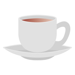 cup of coffee with plate isolated icon