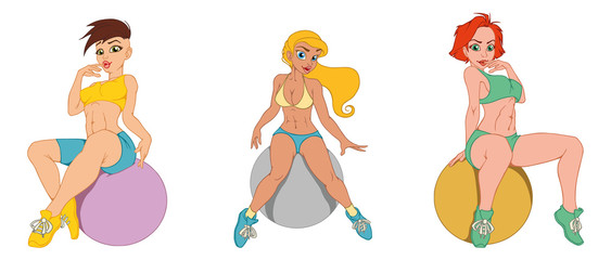 Sports girl on fitball