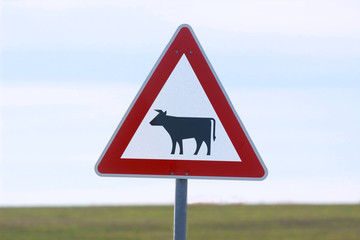 traffic sign cattle crossing