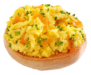 SCRAMBLED EGG AND SMOKED SALMON ON BAGEL CUT OUT