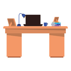 office desk with laptop isolated icon