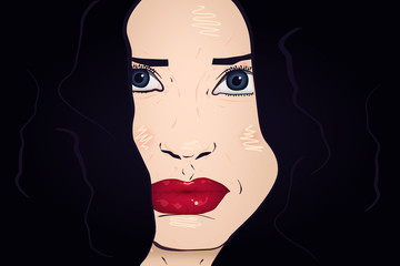 card with the abstract image of the girl face.