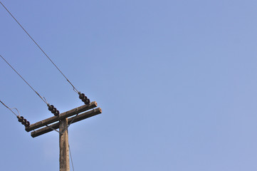 old wooden pole and wires