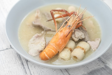 Soup with shrimps. Delicious healthy food for health