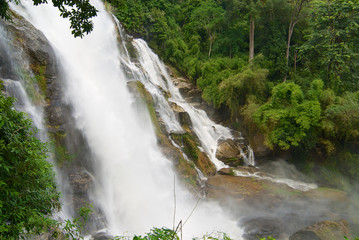 Wachiran Waterfall in a jungle in Doi Inthanon National park in Chiang Mai, Thailand.