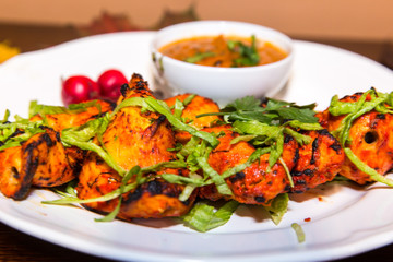 Chicken Spicy Tikka.Chicken Tikka indian food recipe with spices.
