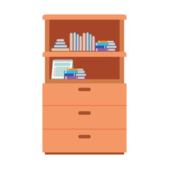 shelving with books isolated icon
