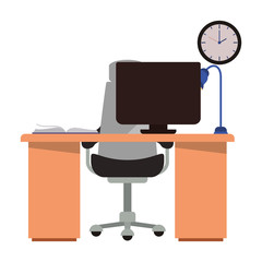 office desk with computer isolated icon