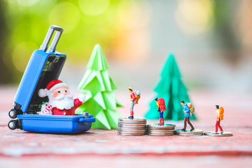 Group of backpacker saving money for travelling in Christmas and New year day.