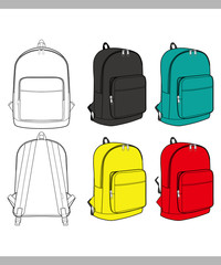 Backpack vector illustration flat sketches template