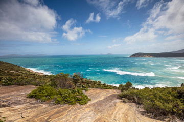 Fototapeta premium The view from Norman Point lookout of Norman beach in Wilsons promontory national park, victoria, Australia