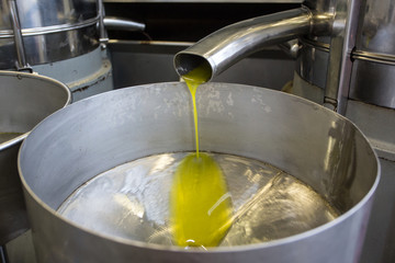 Fresh pressed olives now as the oil in the metal sink
