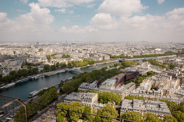 Fototapeta na wymiar Aerial panorama Paris view from Eiffel Tower