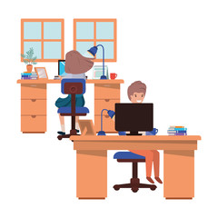 couple working in the office avatar character
